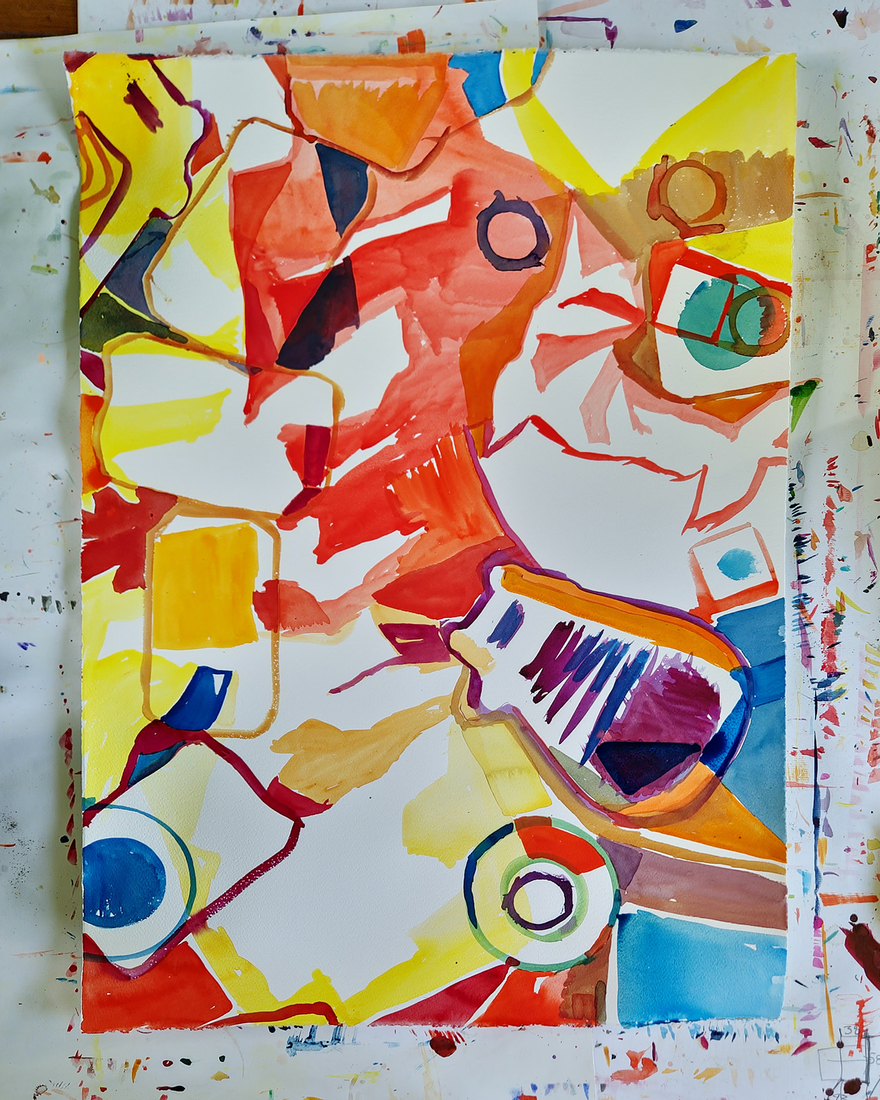 Gör det inte för Svårt, 2025, akvarell av Anja Richardt Krabbe