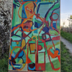 Världen har fått myoser, ända drömmar jag om våren. Tavla av Anja Richardt Krabbe