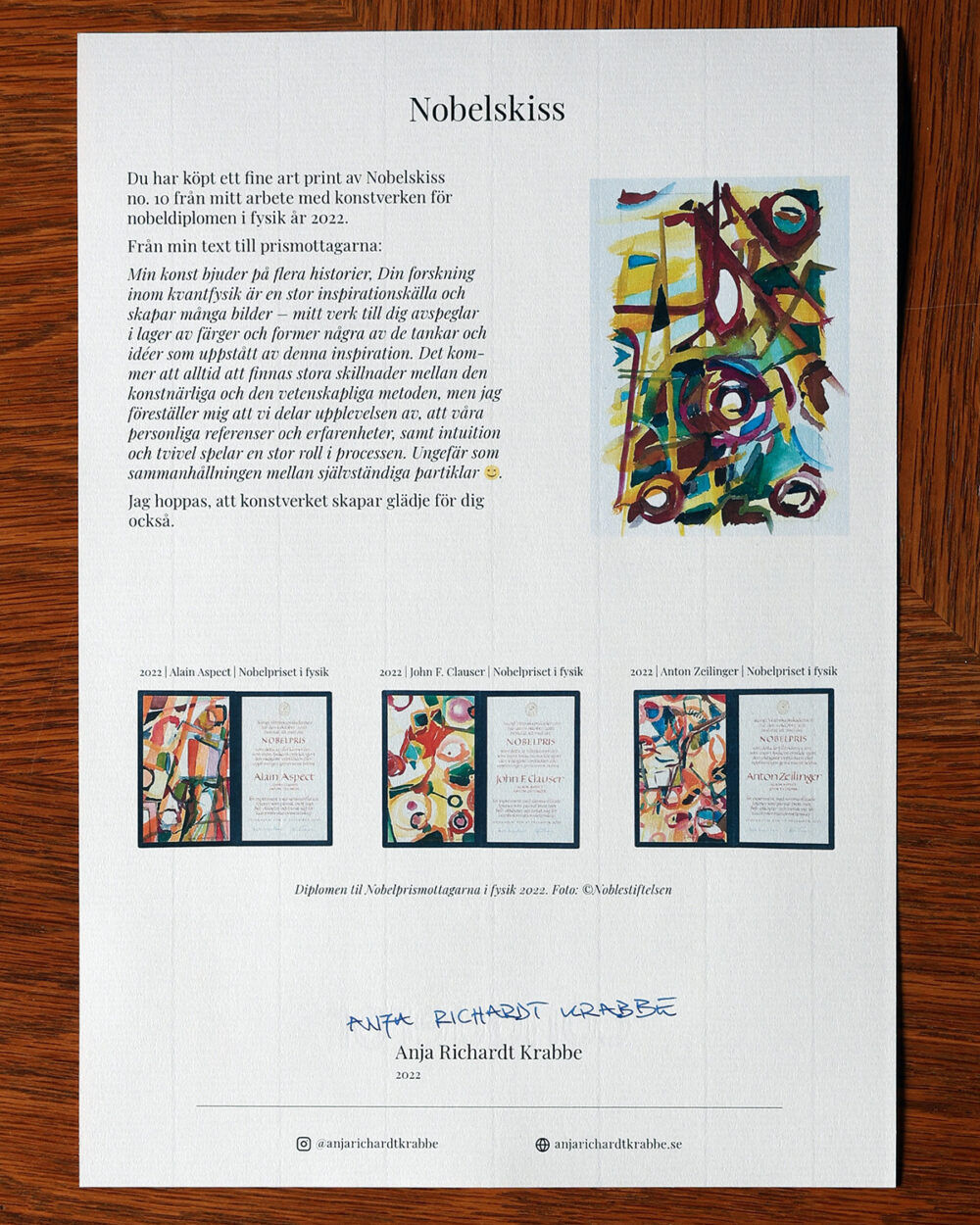 N-FAP-22-10-b Âkthetsintyg Nobelskiss 2022 fine art print no 10
