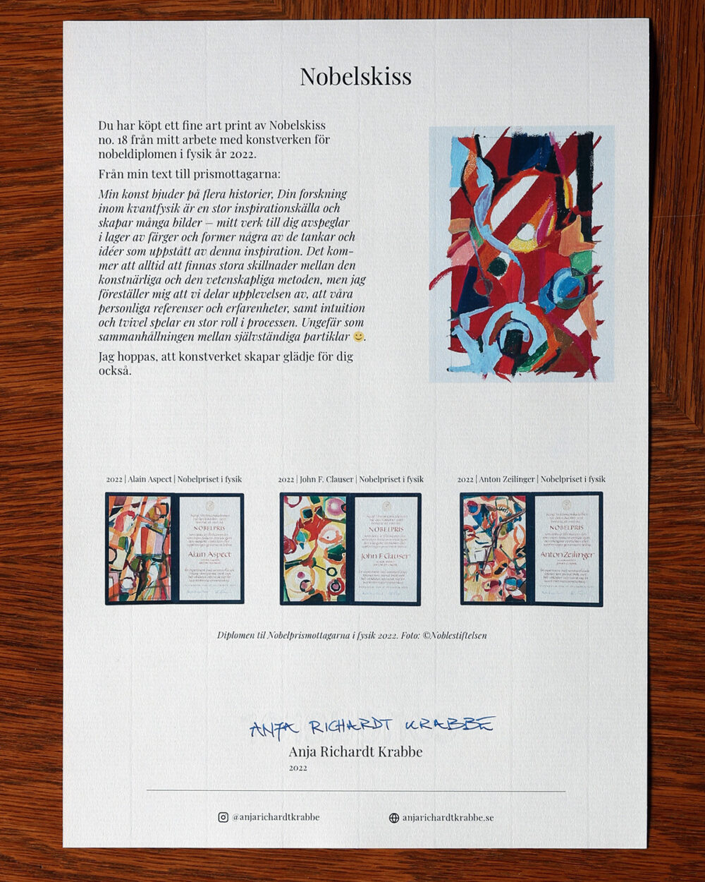 N-FAP-22-18-b Âkthetsintyg Nobelskiss 2022 fine art print no 18