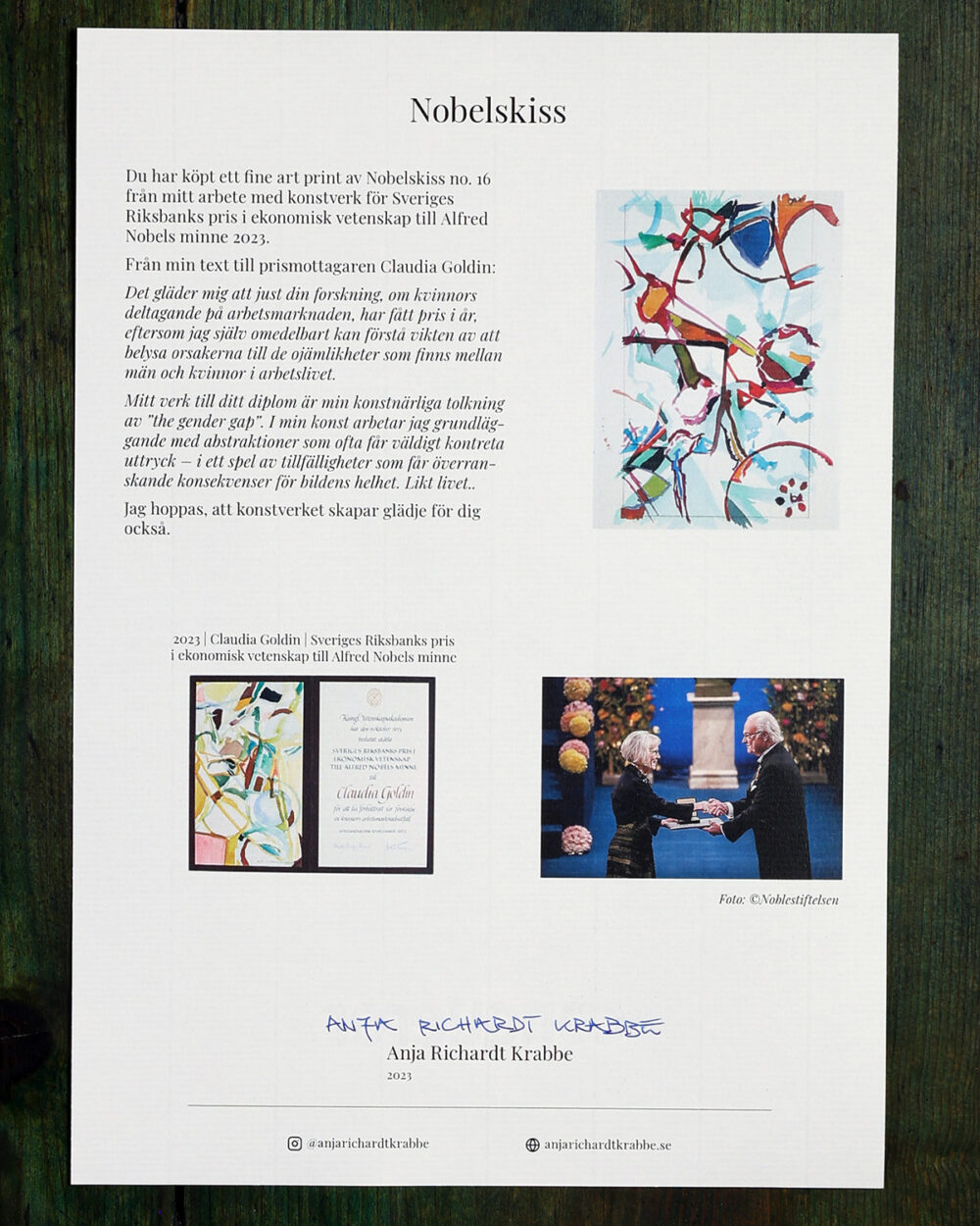 N-FAP-23-16-b Âkthetsintyg Nobelskiss 2023 fine art print no 16