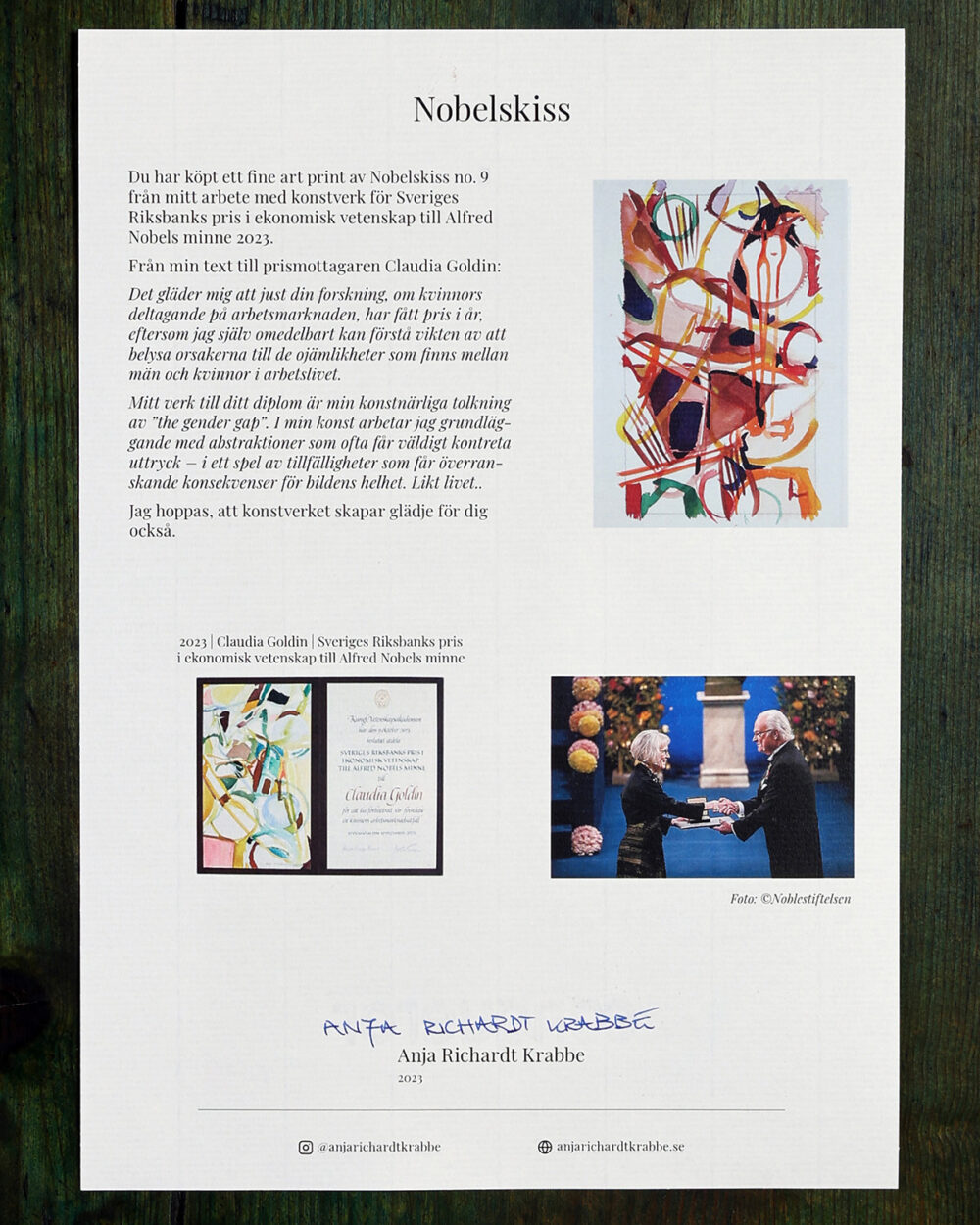 N-FAP-23-9-b Âkthetsintyg Nobelskiss 2023 fine art print no 9